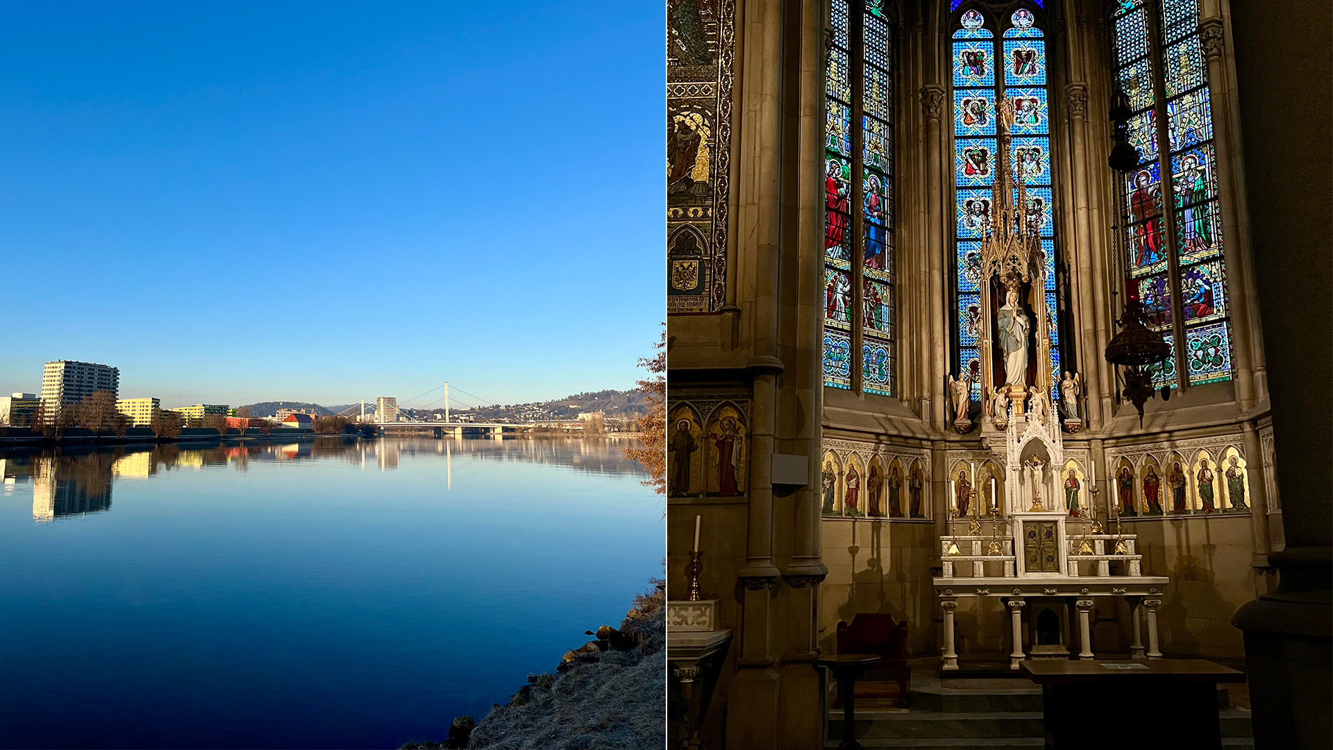 Bilete fr&aring; Sightseeing i Linz, utsikt og kyrkje