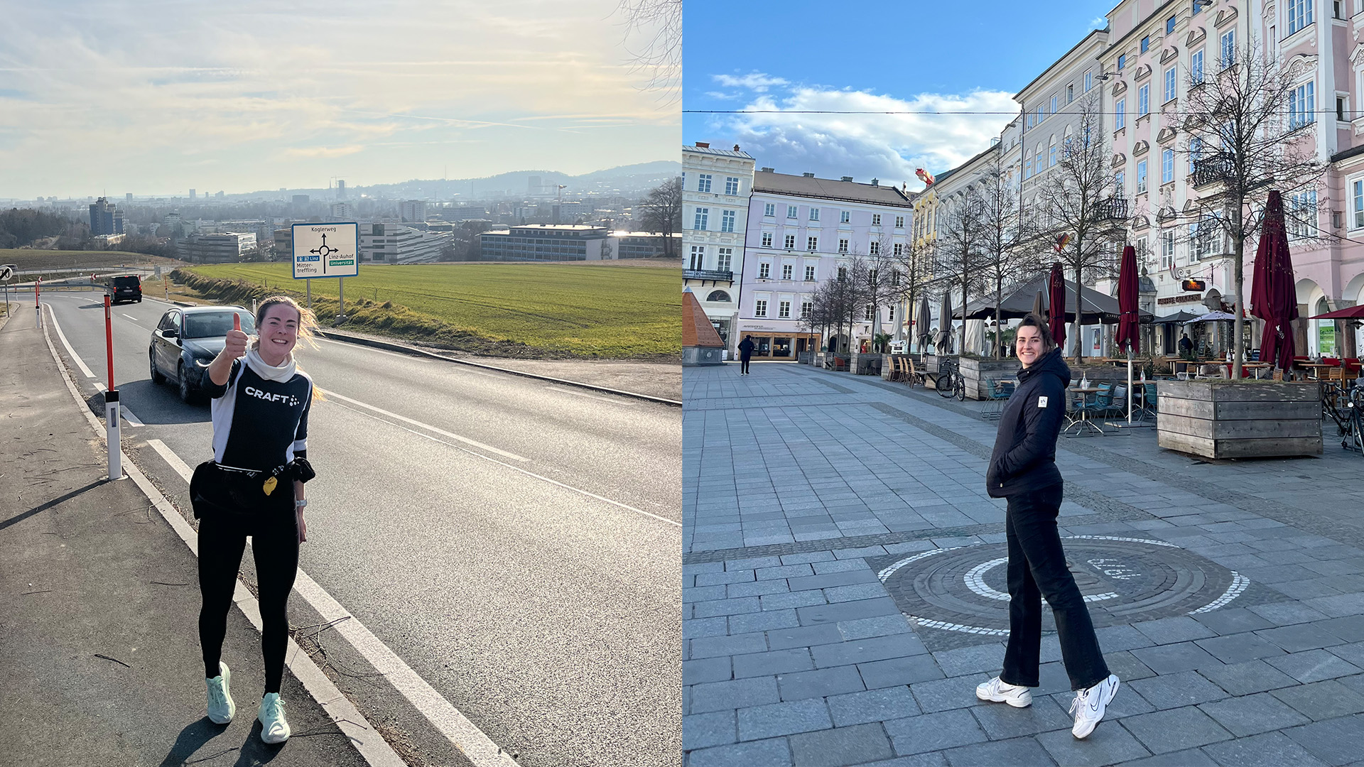 To bilder sammensatt av sightseeing i Linz