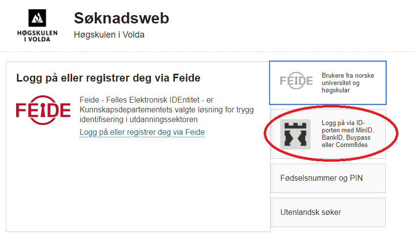 Velg innloggingsmetode