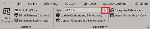 Endre til APA 7 norsk i Word