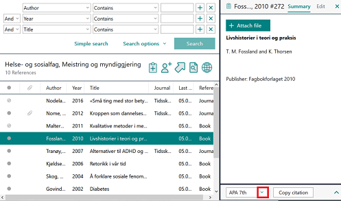 Velge norsk APA 7 i Endnote