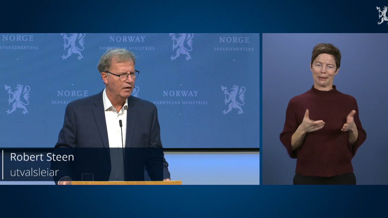 Skjermdump frå pressekonferansen på regjeringen.no.